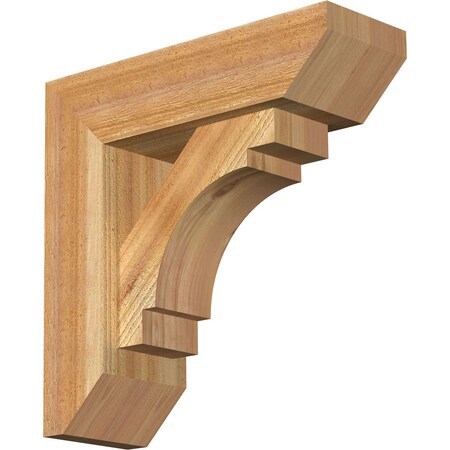 Ekena Millwork Merced Slat Rough Sawn Bracket w/ Offset Brace, Western Red Cedar, 6"W x 18"D x 18"H BKT0604X18X18MRC06RWR